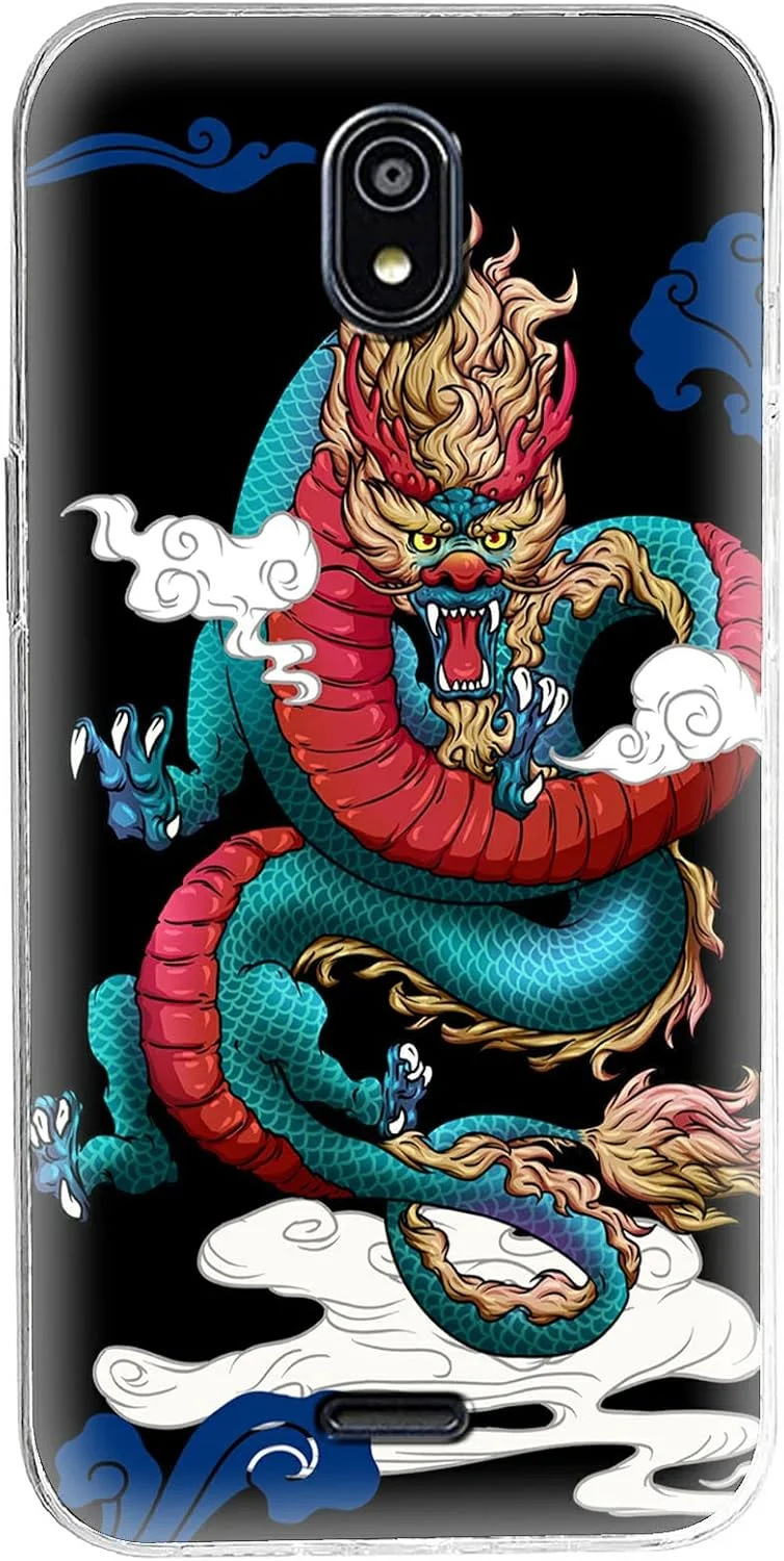 کاور محافظ گوشی نوکیا C100 6.1 اینچی، کاور شفاف TPU نرم و انعطاف پذیر ضد ضربه برای نوکیا C100، طرح اژدها