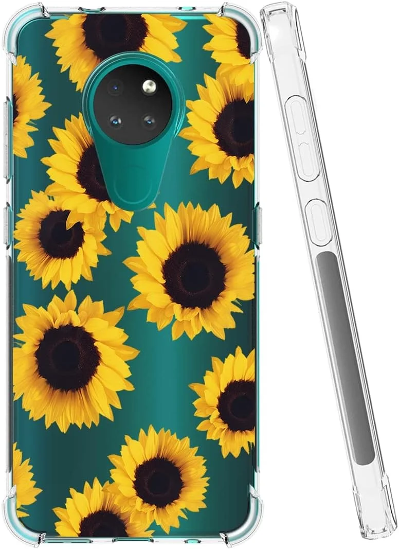 کاور یریبل برای گوشی نوکیا 6.2، کاور زیبا برای نوکیا 7.2 مدل TA-1193، کاور سیلیکونی ژله ای نرم و شفاف با محافظ بامپر برای گوشی نوکیا 7.2 (طرح آفتابگردان)