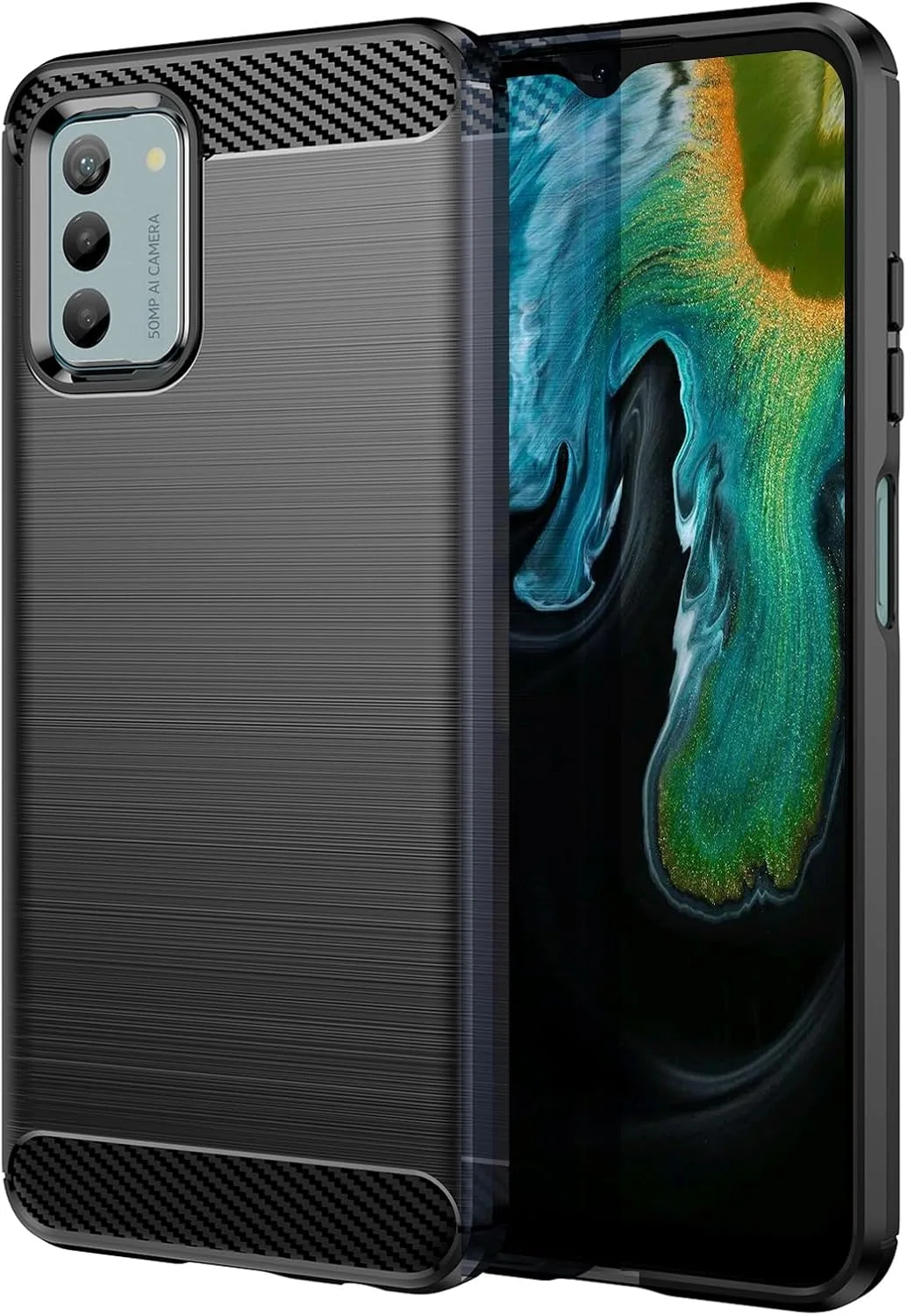 قاب محافظ گوشی نوکیا G42 مدل TailTech، پوشش TPU راه راه برس خورده [مشکی] با محافظت ضد ضربه، سازگار با نوکیا G42