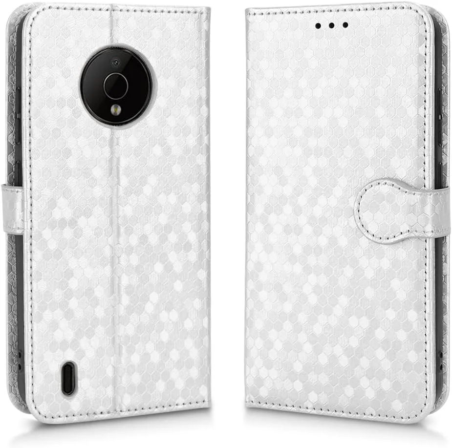 کاور مناسب برای گوشی نوکیا C200، بافت خالدار، طراحی چند اسلات کارت، کاور محافظ - نقره ای