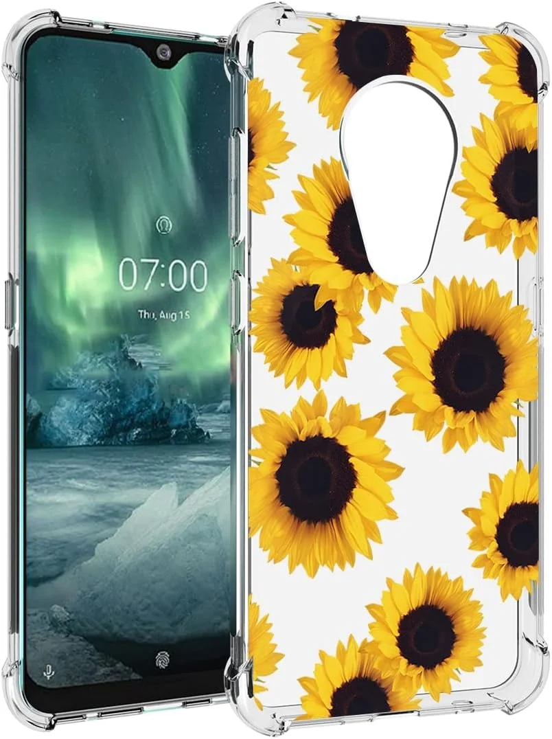 کاور یریبل برای گوشی نوکیا 6.2، کاور زیبا برای نوکیا 7.2 مدل TA-1193، کاور سیلیکونی ژله ای نرم و شفاف با محافظ بامپر برای گوشی نوکیا 7.2 (طرح آفتابگردان)