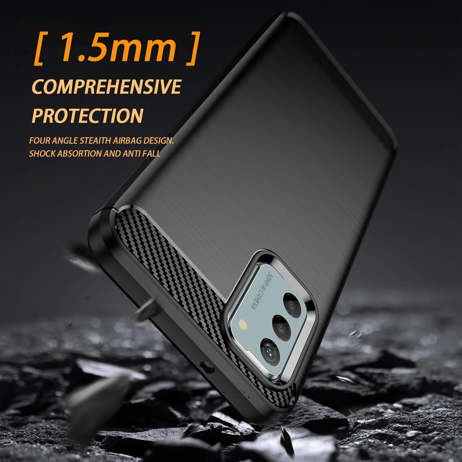 قاب محافظ گوشی نوکیا G42 مدل TailTech، پوشش TPU راه راه برس خورده [مشکی] با محافظت ضد ضربه، سازگار با نوکیا G42