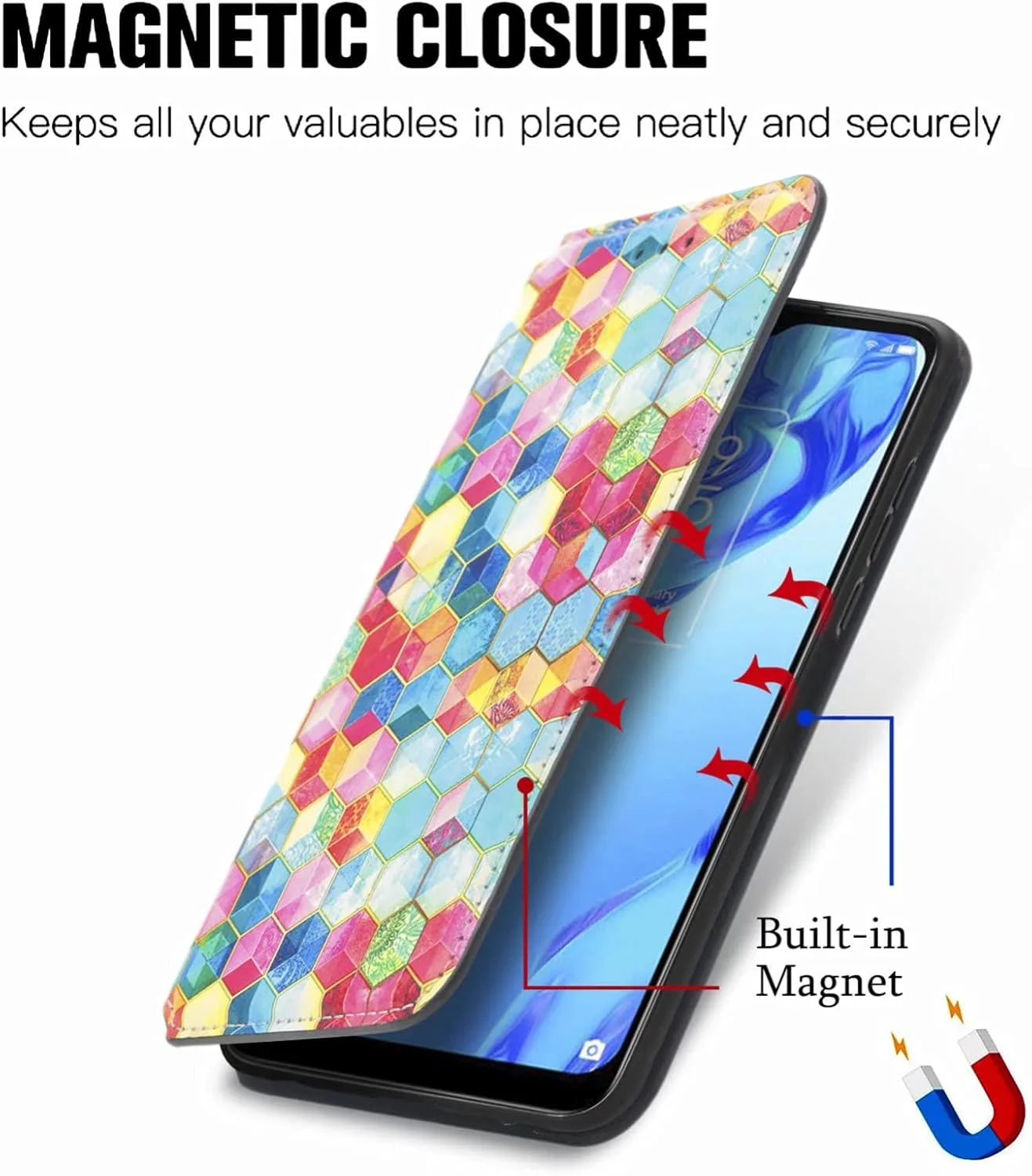 کاور گوشی نوکیا 5.4، دارای جای کارت، پایه نگهدارنده، TPU + چرم PU، کاور محافظ تاشو برای نوکیا 5.4 (فضای جادویی)