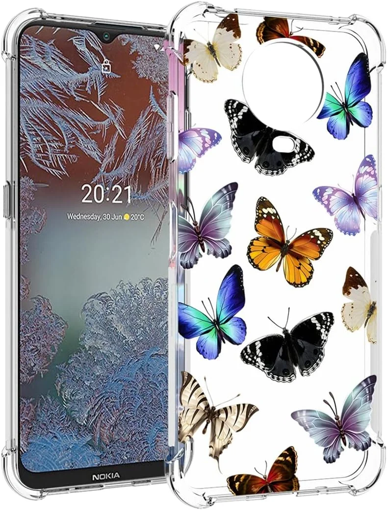 قاب گوشی برای نوکیا G10 TA-1334، قاب نوکیا G20 TA-1336 برای دختران و زنان، کاور محافظ TPU نرم و شفاف برای نوکیا G10/G20 (پروانه رنگارنگ) قاب گوشی برای نوکیا G10 TA-1334، قاب نوکیا G20 TA-1336 برای دختران و زنان، کاور محافظ TPU نرم و شفاف برای نوکیا G10/G20 (پروانه رنگارنگ)