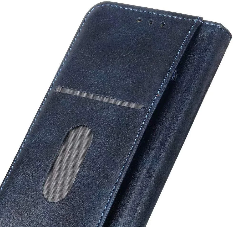 کاور گوشی نوکیا 8 V 5G UW، دارای جای کارت، پایه نگهدارنده، TPU + چرم PU، کاور محافظ تاشو برای نوکیا 8 V 5G UW (آبی)