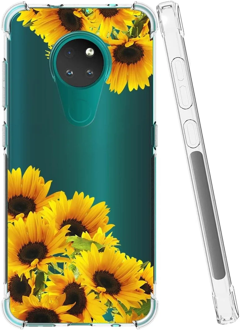قاب گوشی برای نوکیا 6.2، قاب گوشی نوکیا 7.2 مدل TA-1193 برای دختران، کاور محافظ پشتی TPU نرم و انعطاف پذیر با طرح ضد ضربه و باریک برای نوکیا 7.2 (آفتابگردان)