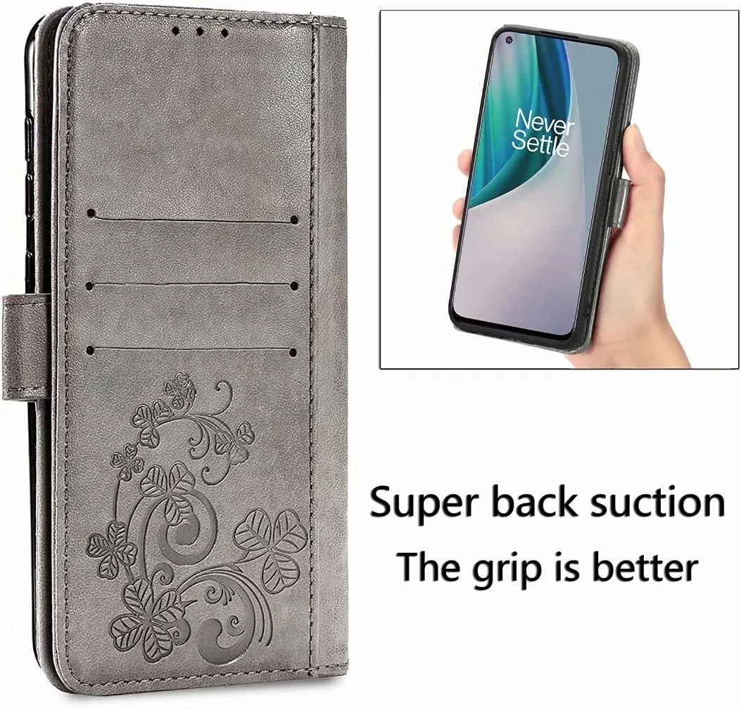 کاور گوشی نوکیا 6.2، دارای جای کارت، پایه نگهدارنده، TPU + چرم PU، کاور تاشو برای نوکیا 6.2 (خاکستری)