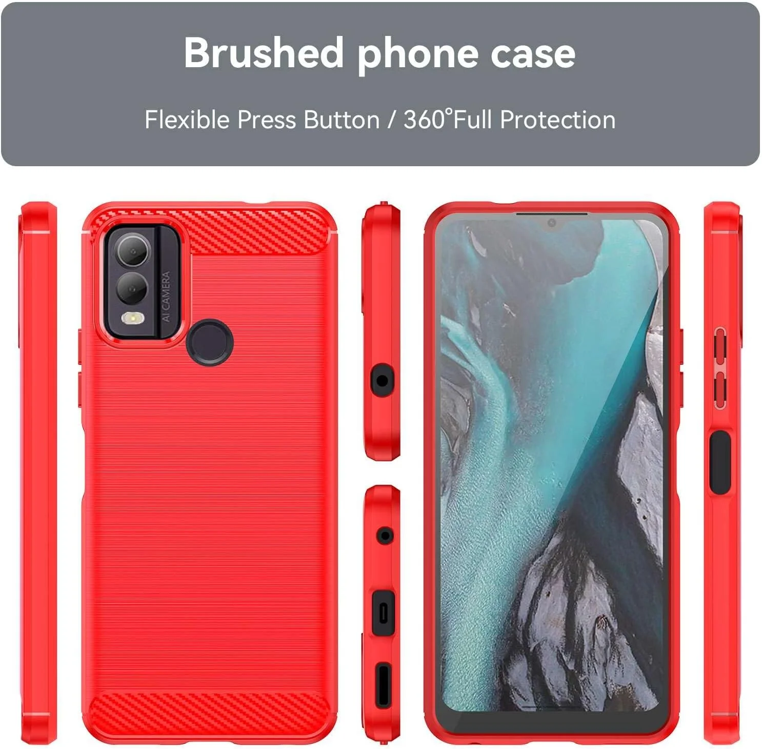 قاب گوشی موبایل برای نوکیا c22، فیبر کربن تصفیه شده، ضد ضربه، ضد اثر انگشت، محافظت کامل