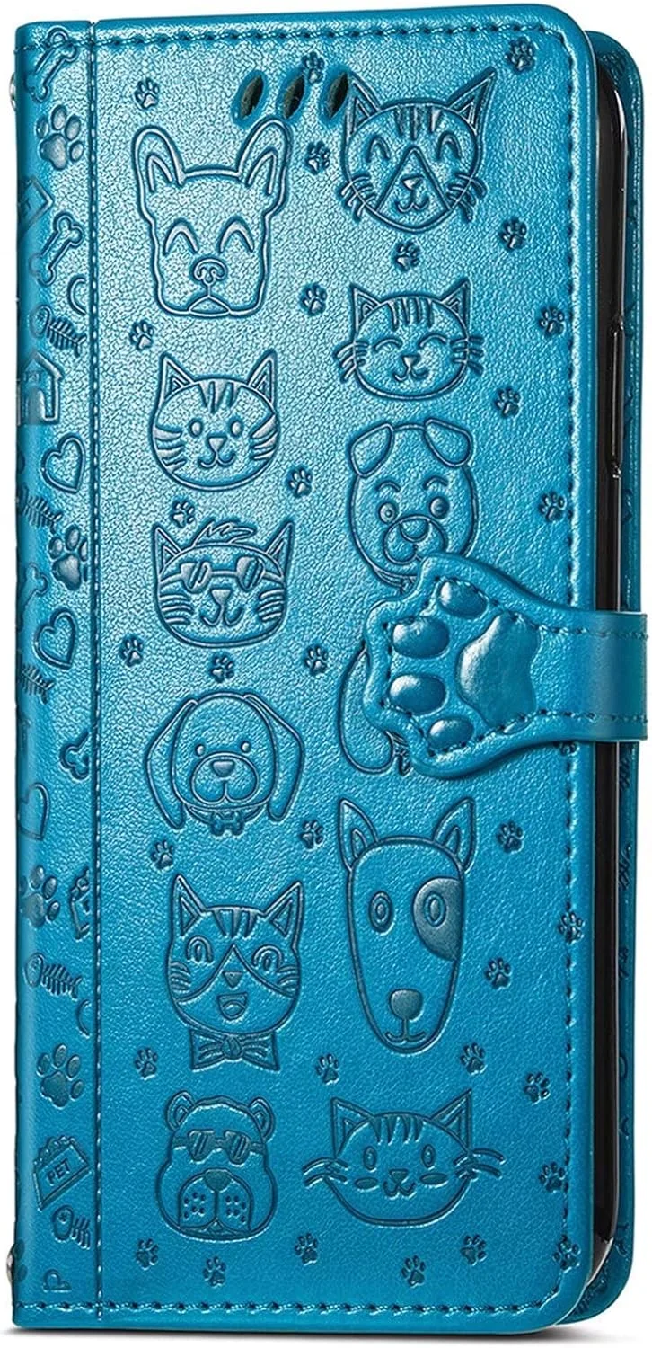 کاور گوشی نوکیا C12، دارای جای کارت، پایه نگهدارنده، TPU + چرم PU، کاور محافظ تاشو برای نوکیا C12 (آبی)