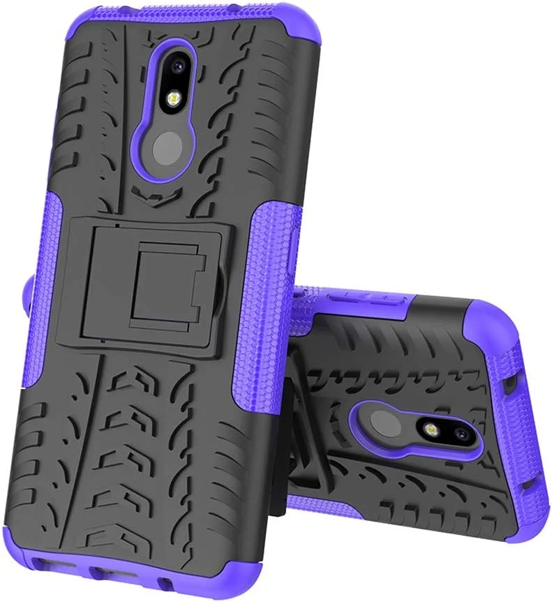 قاب گوشی نوکیا 3V، قاب گوشی نوکیا 3.2، قاب محافظ دو لایه مقاوم در برابر ضربه با پایه تاشو برای نوکیا 3V