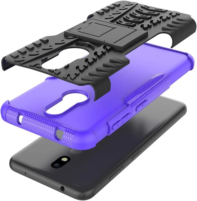 قاب گوشی نوکیا 3V، قاب گوشی نوکیا 3.2، قاب محافظ دو لایه مقاوم در برابر ضربه با پایه تاشو برای نوکیا 3V