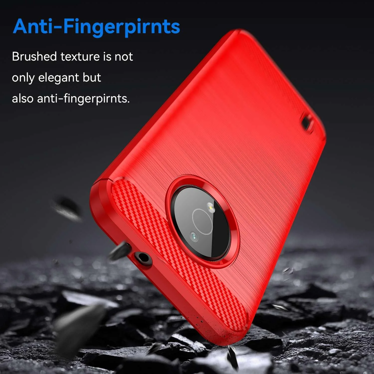 قاب گوشی موبایل برای نوکیا C200، فیبر کربن تصفیه شده، ضد افتادن، ضد اثر انگشت، محافظت کامل - قرمز