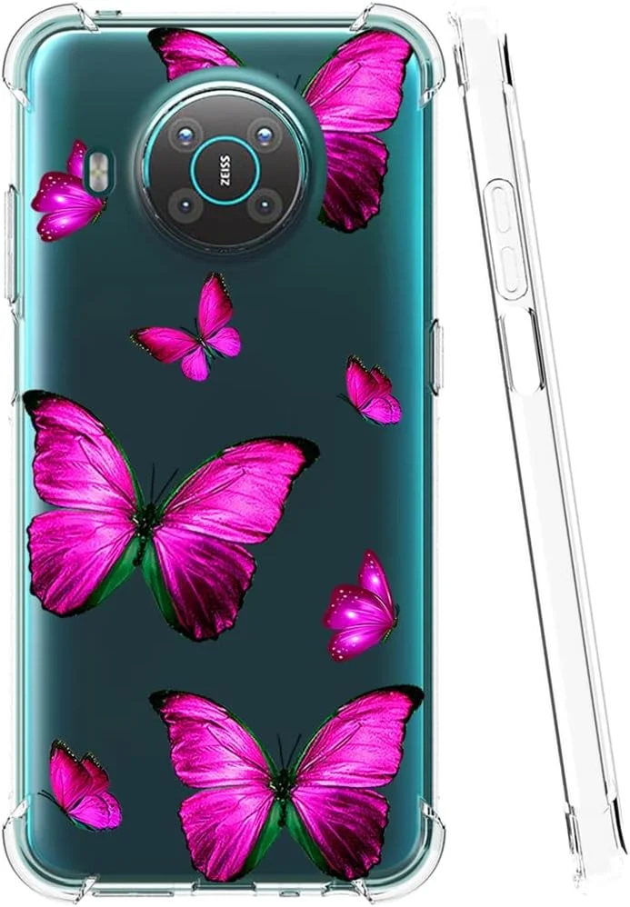 قاب محافظ گوشی نوکیا X10، قاب محافظ نوکیا X20 مدل TA-1332 TA-1341، قاب زیبا، بامپر انعطاف پذیر TPU، کاور سیلیکونی لاستیکی نرم برای گوشی نوکیا X10/X20 (پروانه رز)