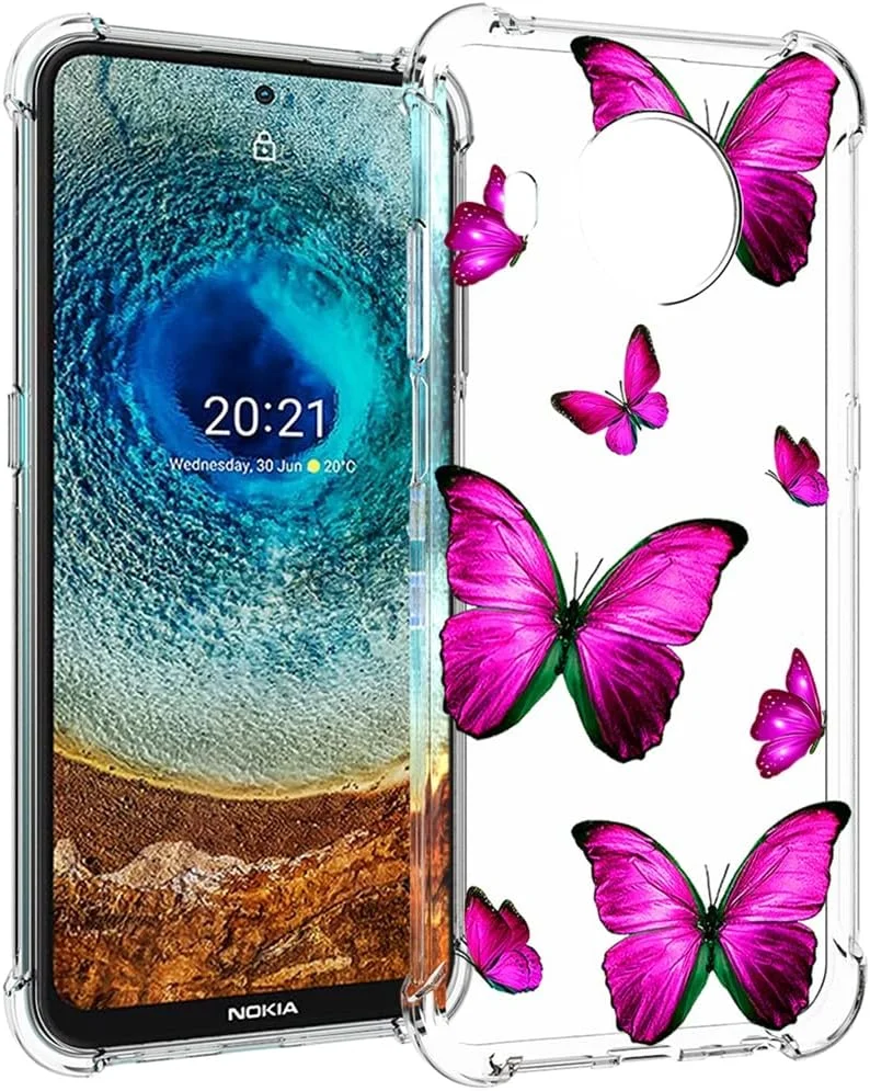 قاب محافظ گوشی نوکیا X10، قاب محافظ نوکیا X20 مدل TA-1332 TA-1341، قاب زیبا، بامپر انعطاف پذیر TPU، کاور سیلیکونی لاستیکی نرم برای گوشی نوکیا X10/X20 (پروانه رز)