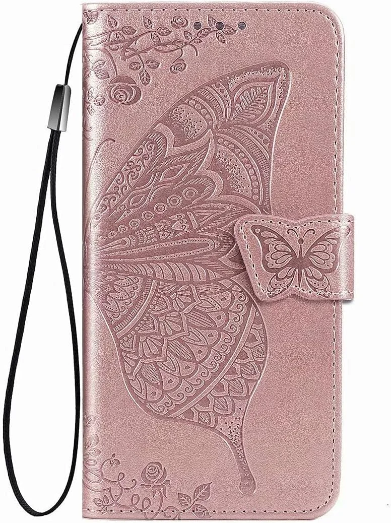 کاور گوشی ران تو مناسب برای نوکیا G10، دارای جای کارت، پایه نگهدارنده، TPU + چرم PU، کاور محافظ تاشو برای نوکیا G10 (رزگلد)