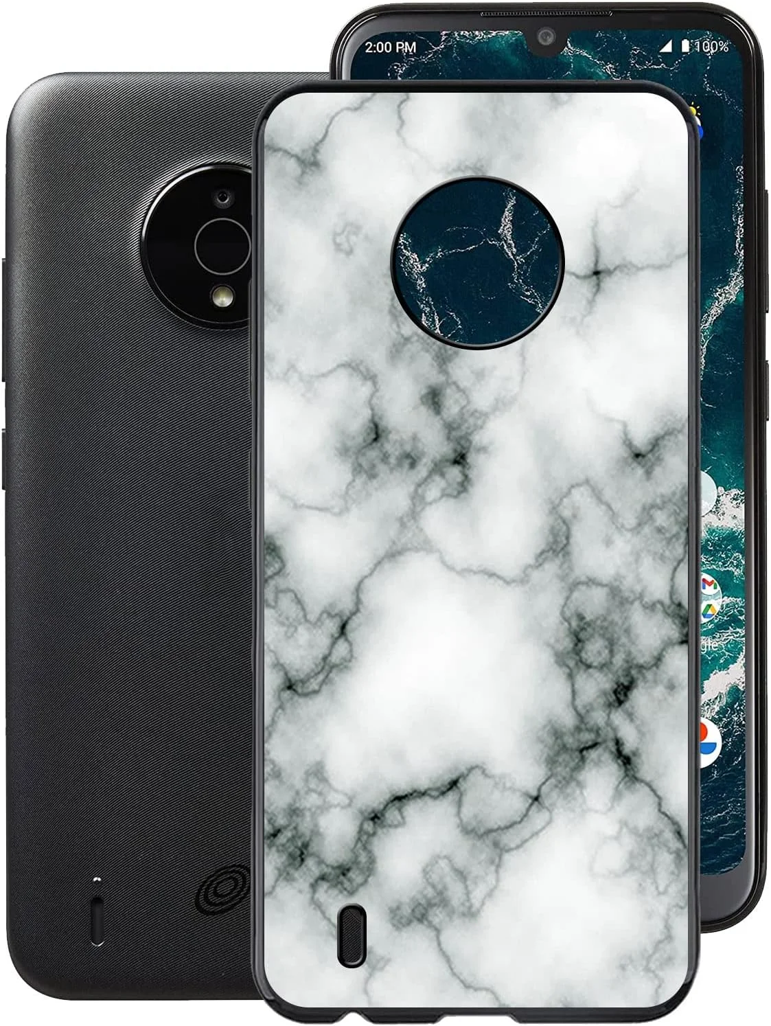کاور محافظ گوشی نوکیا C200 مدل KJYF، کاور ضربه گیر با محافظت 360 درجه، کاور سیلیکونی نرم و نازک تمام بدنه برای نوکیا C200 (6.1 اینچ) - طرح سنگ مرمر