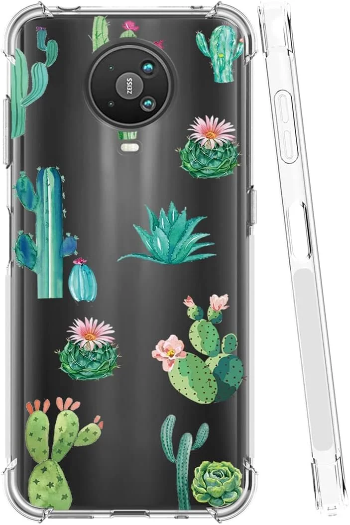 قاب گوشی یودیو مناسب برای نوکیا G10 مدل TA-1334 و نوکیا G20 مدل TA-1336، مناسب دختران و بانوان، کاور محافظ TPU نرم و شفاف برای نوکیا G10/G20 (کاکتوس)