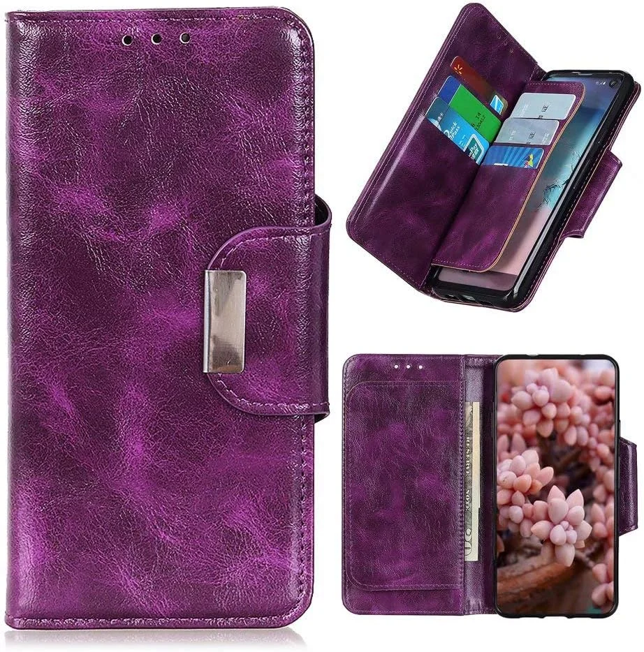 کاور گوشی RanTuo برای نوکیا 8 V 5G UW، دارای جای کارت، پایه نگهدارنده، TPU + چرم PU، کاور محافظ تاشو برای نوکیا 8 V 5G UW. (بنفش)