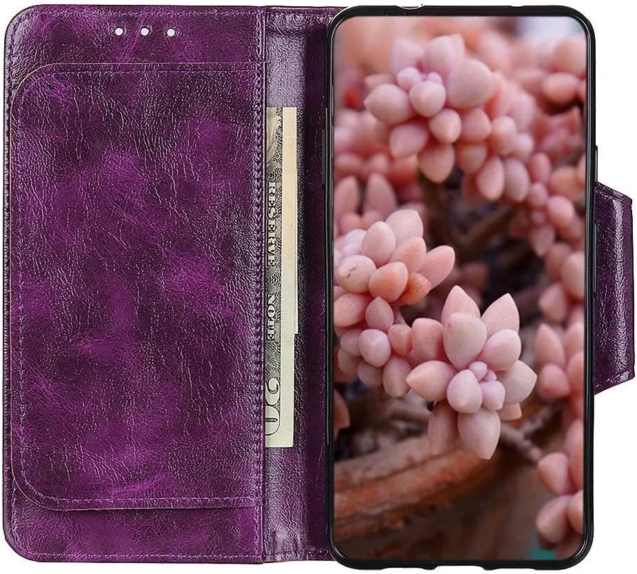 کاور گوشی RanTuo برای نوکیا 8 V 5G UW، دارای جای کارت، پایه نگهدارنده، TPU + چرم PU، کاور محافظ تاشو برای نوکیا 8 V 5G UW. (بنفش)