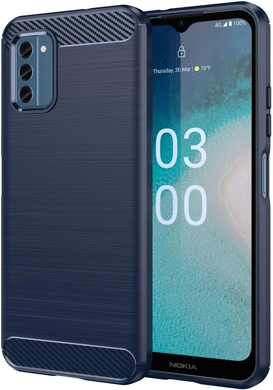 قاب گوشی موبایل برای نوکیا C300، فیبر کربن تصفیه شده، ضد افتادن، ضد اثر انگشت، محافظت کامل - آبی
