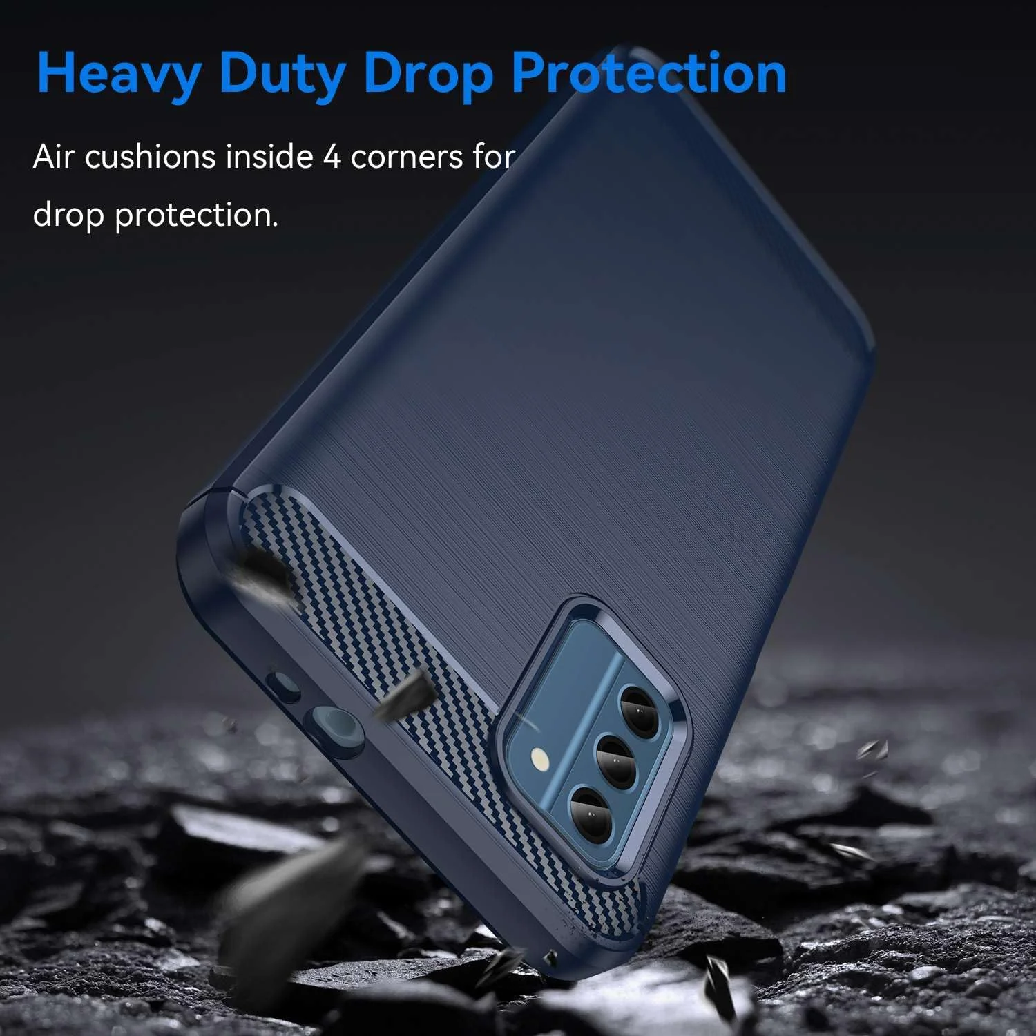 قاب گوشی موبایل برای نوکیا C300، فیبر کربن تصفیه شده، ضد افتادن، ضد اثر انگشت، محافظت کامل - آبی