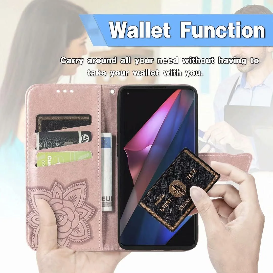 کاور گوشی RanTuo برای نوکیا C30، دارای جای کارت، پایه نگهدارنده، TPU + چرم PU، کاور محافظ تاشو برای نوکیا C30 (رزگلد)