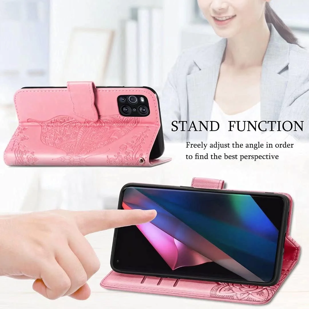 کاور گوشی ران تو برای نوکیا C100، دارای جای کارت، پایه نگهدارنده، TPU + چرم PU، کاور تاشو برای نوکیا C100 (صورتی)