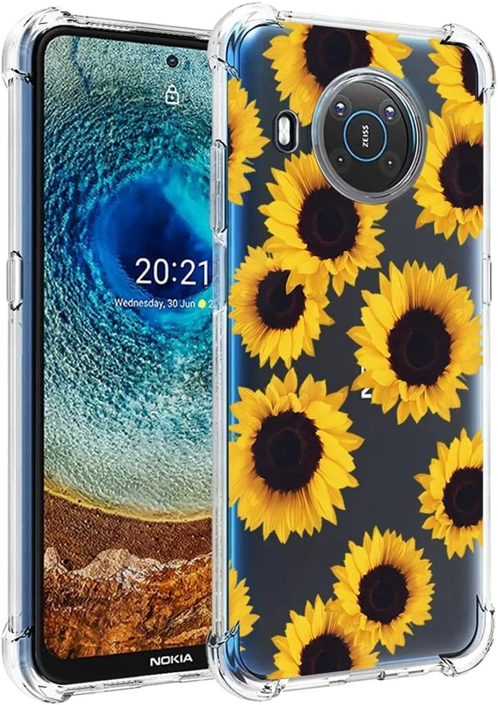 کاور یریبل برای گوشی نوکیا X10، کاور نوکیا X20 مدل TA-1332 TA-1341، کاور نرم سیلیکونی TPU بامپر انعطاف پذیر شفاف برای گوشی نوکیا X10/X20 (آفتابگردان)