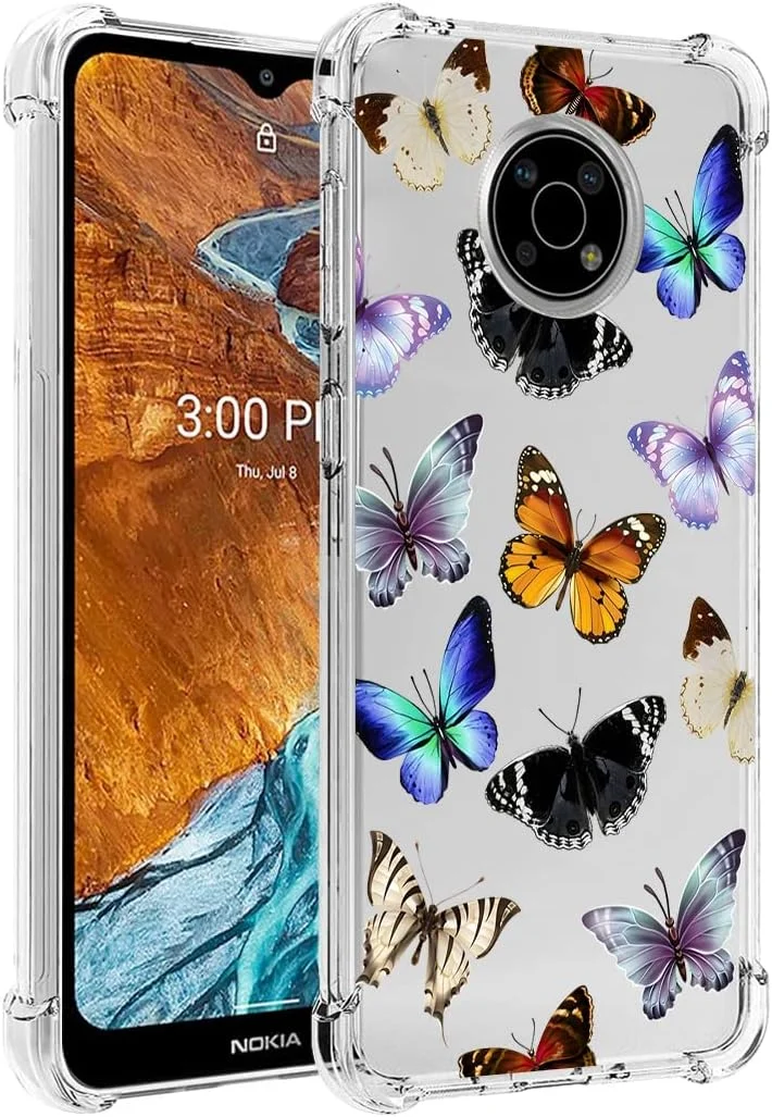 قاب گوشی برای نوکیا G300، قاب محافظ نرم و شفاف TPU برای دختران و زنان، طرح پروانه رنگارنگ قاب گوشی برای نوکیا G300، قاب محافظ نرم و شفاف TPU برای دختران و زنان، طرح پروانه رنگارنگ