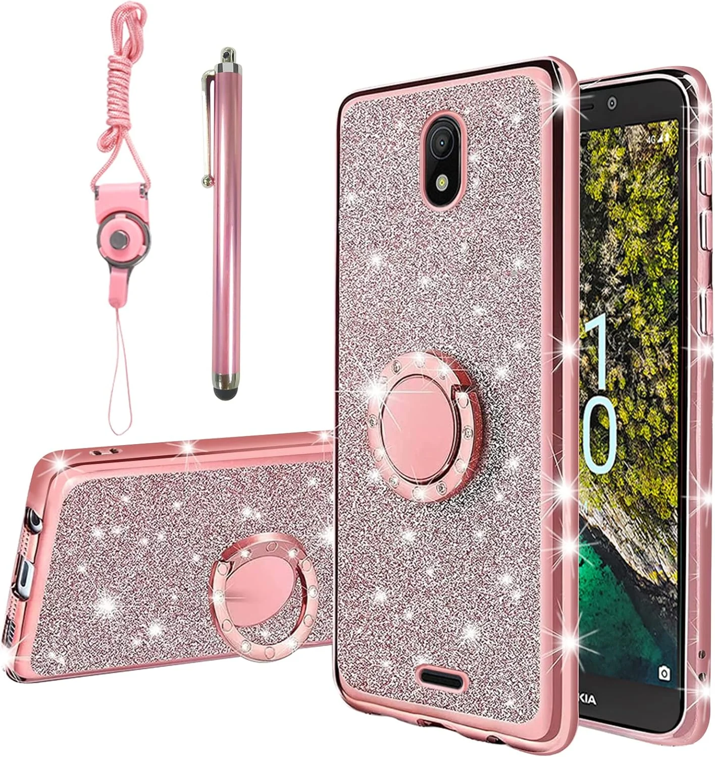 کاور محافظ گوشی کودینی مناسب برای نوکیا C100، کاور نرم، شفاف و درخشان TPU با استند و بند برای نوکیا C100 مدل N152DL (رز درخشان) کاور محافظ گوشی کودینی مناسب برای نوکیا C100، کاور نرم، شفاف و درخشان TPU با استند و بند برای نوکیا C100 مدل N152DL (رز درخشان)