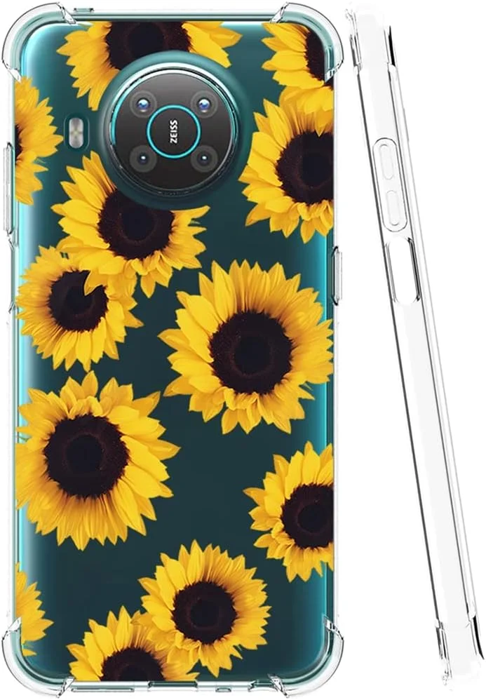 کاور یریبل برای گوشی نوکیا X10، کاور نوکیا X20 مدل TA-1332 TA-1341، کاور نرم سیلیکونی TPU بامپر انعطاف پذیر شفاف برای گوشی نوکیا X10/X20 (آفتابگردان)