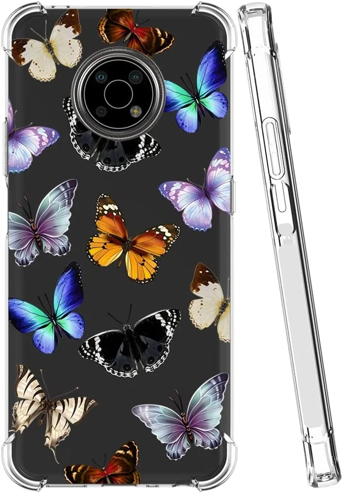 قاب گوشی برای نوکیا G300، قاب محافظ نرم و شفاف TPU برای دختران و زنان، طرح پروانه رنگارنگ قاب گوشی برای نوکیا G300، قاب محافظ نرم و شفاف TPU برای دختران و زنان، طرح پروانه رنگارنگ