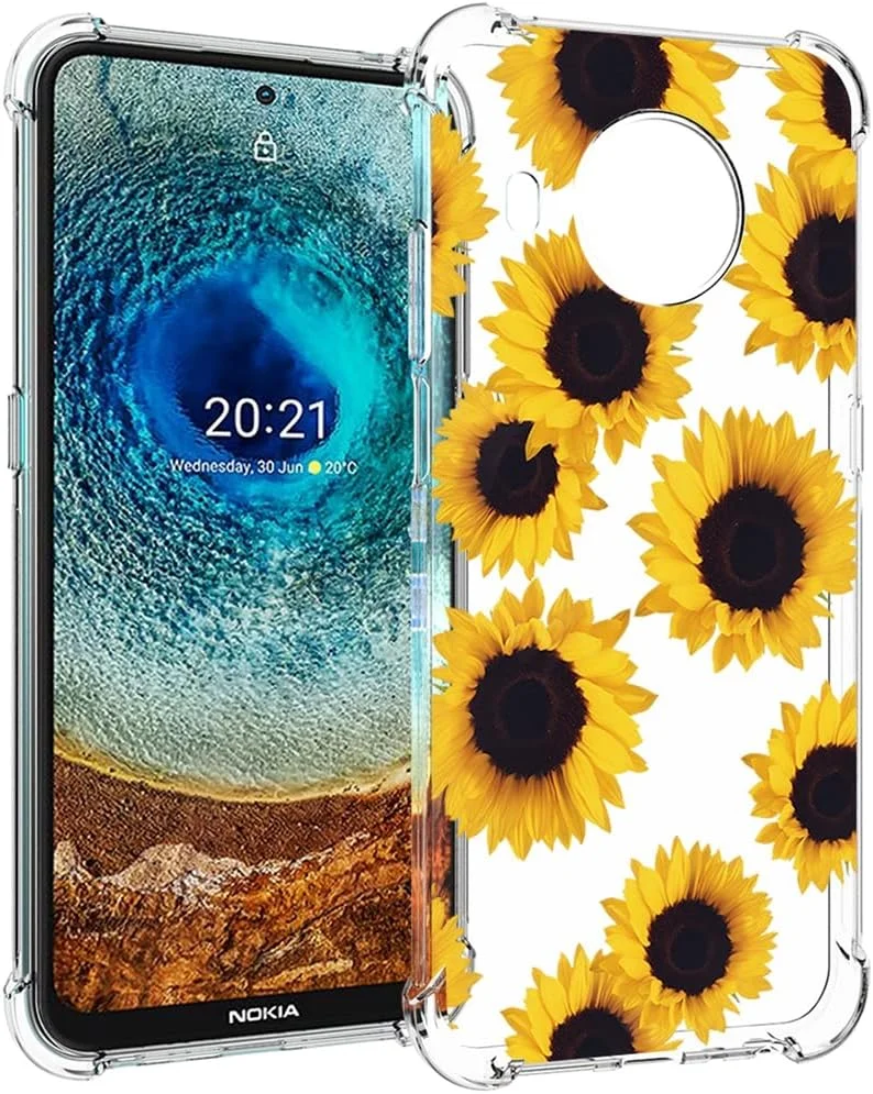 کاور یریبل برای گوشی نوکیا X10، کاور نوکیا X20 مدل TA-1332 TA-1341، کاور نرم سیلیکونی TPU بامپر انعطاف پذیر شفاف برای گوشی نوکیا X10/X20 (آفتابگردان)