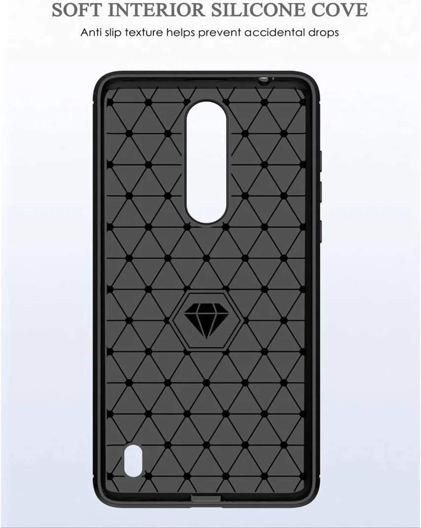 قاب گوشی KOARWVC برای نوکیا 3.1 پلاس (نسخه ایالات متحده) مدل TA-1118، کاور فیبر کربنی ضد ضربه و ضد خش با روکش پشتی TPU نرم برای نوکیا 3.1 پلاس (مشکی)