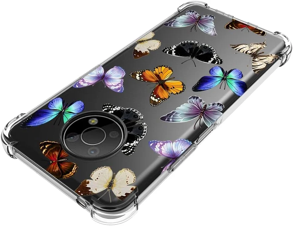 قاب گوشی برای نوکیا G300، قاب محافظ نرم و شفاف TPU برای دختران و زنان، طرح پروانه رنگارنگ قاب گوشی برای نوکیا G300، قاب محافظ نرم و شفاف TPU برای دختران و زنان، طرح پروانه رنگارنگ