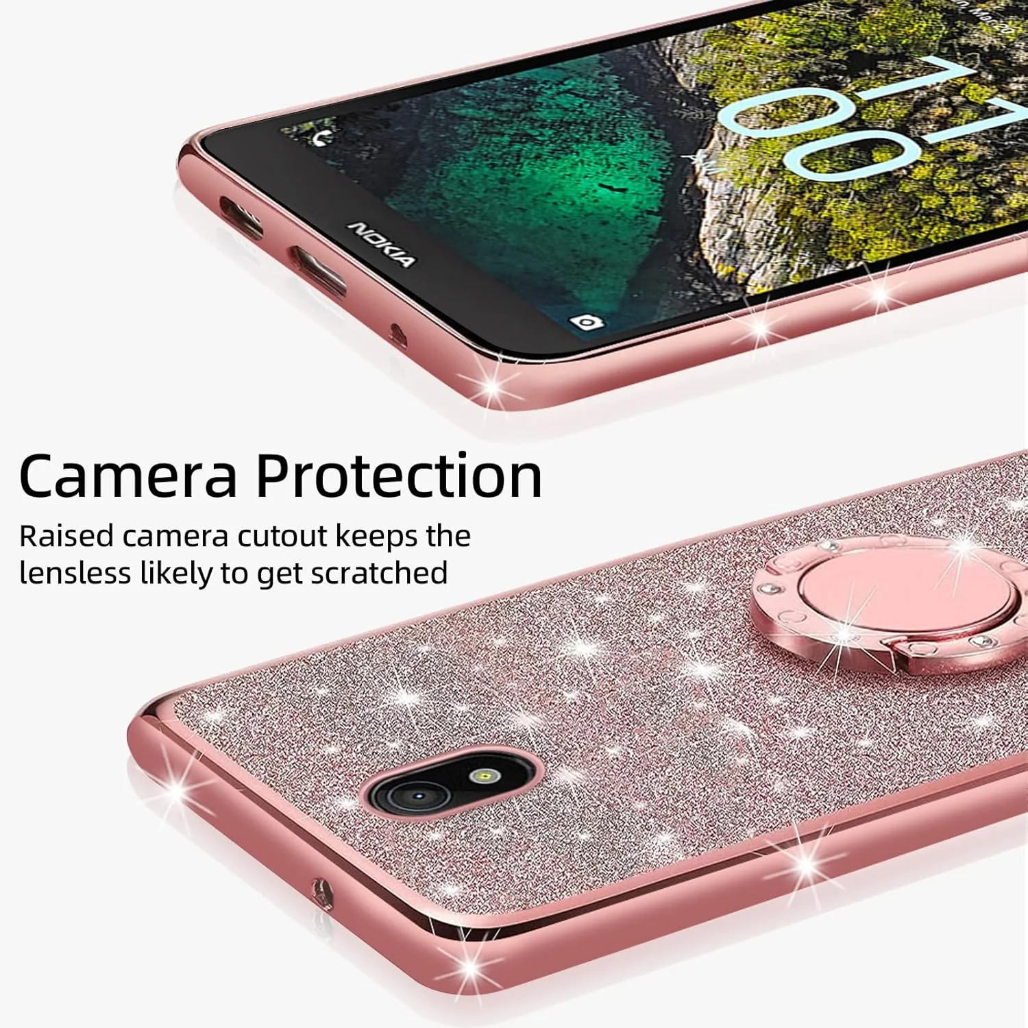 کاور محافظ گوشی کودینی مناسب برای نوکیا C100، کاور نرم، شفاف و درخشان TPU با استند و بند برای نوکیا C100 مدل N152DL (رز درخشان) کاور محافظ گوشی کودینی مناسب برای نوکیا C100، کاور نرم، شفاف و درخشان TPU با استند و بند برای نوکیا C100 مدل N152DL (رز درخشان)