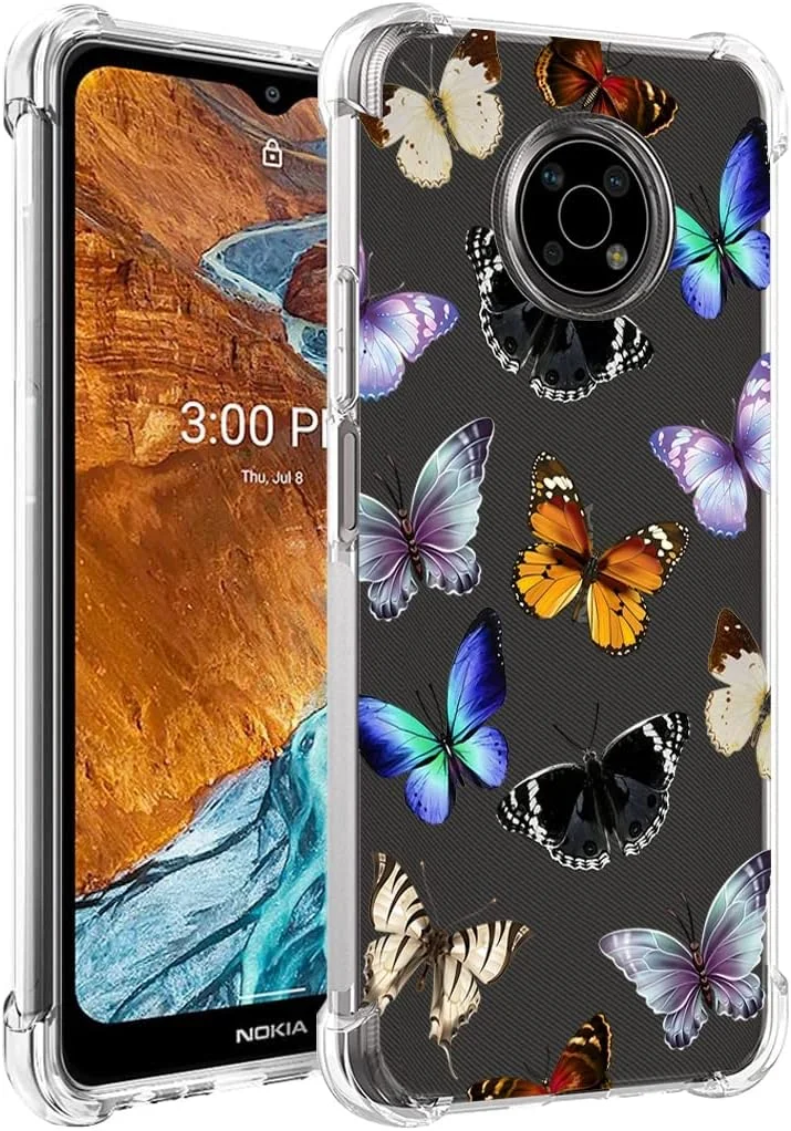 قاب گوشی برای نوکیا G300، قاب محافظ نرم و شفاف TPU برای دختران و زنان، طرح پروانه رنگارنگ قاب گوشی برای نوکیا G300، قاب محافظ نرم و شفاف TPU برای دختران و زنان، طرح پروانه رنگارنگ