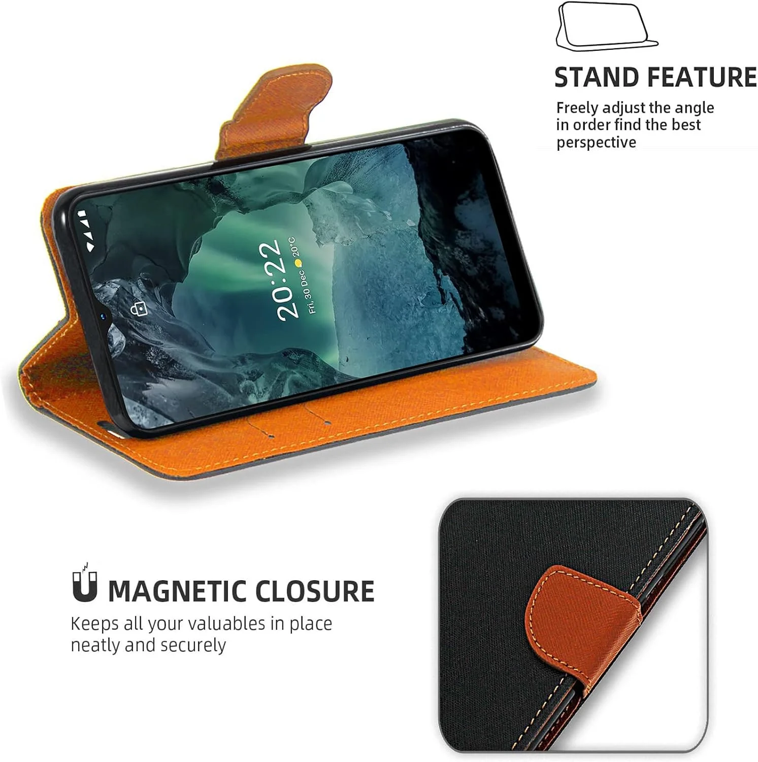 کیف چرمی برای نوکیا G11 / نوکیا G21، کیف پول چرمی تاشو با جای کارت مغناطیسی و پایه نگهدارنده کیف چرمی برای نوکیا G11 / نوکیا G21، کیف پول چرمی تاشو با جای کارت مغناطیسی و پایه نگهدارنده