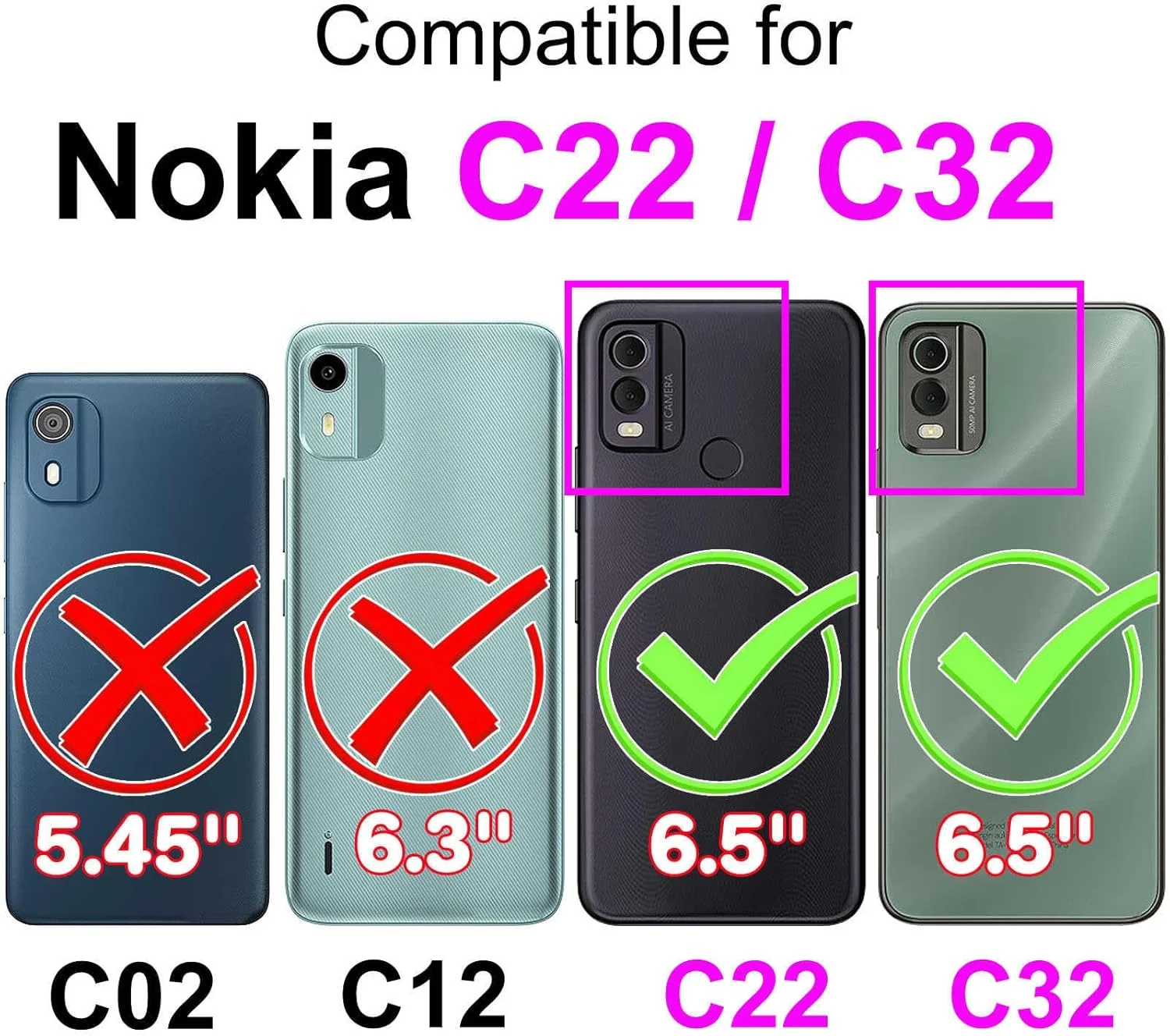 قاب محافظ گوشی نوکیا C32 / نوکیا C22، ساخته شده از چرم PU با کیفیت، ضد ضربه و محافظ قاب محافظ گوشی نوکیا C32 / نوکیا C22، ساخته شده از چرم PU با کیفیت، ضد ضربه و محافظ