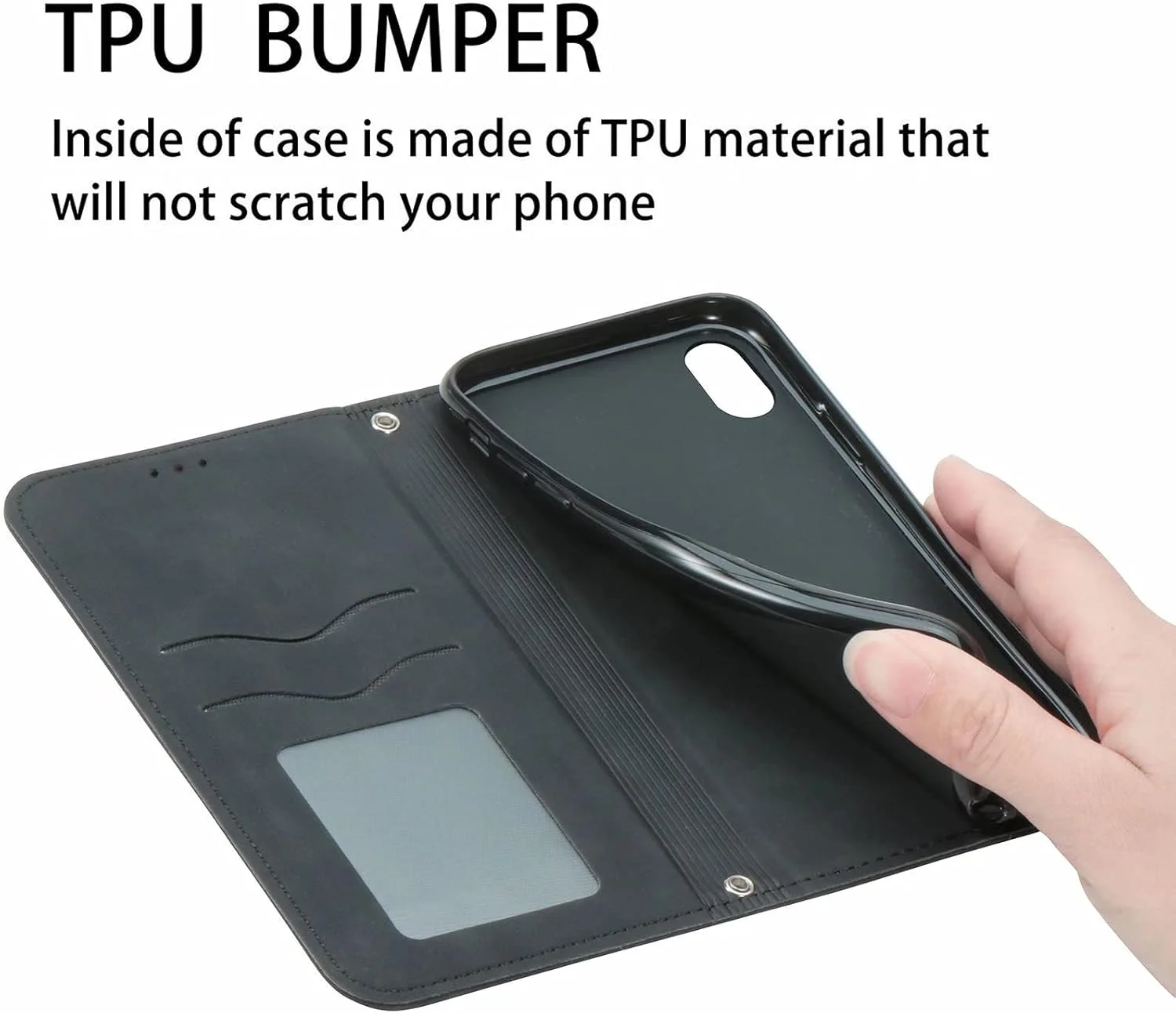 کاور گوشی برای نوکیا C12 Pro، دارای جای کارت، پایه نگهدارنده، TPU + چرم PU، کاور محافظ تاشو برای نوکیا C12 Pro. (مشکی)