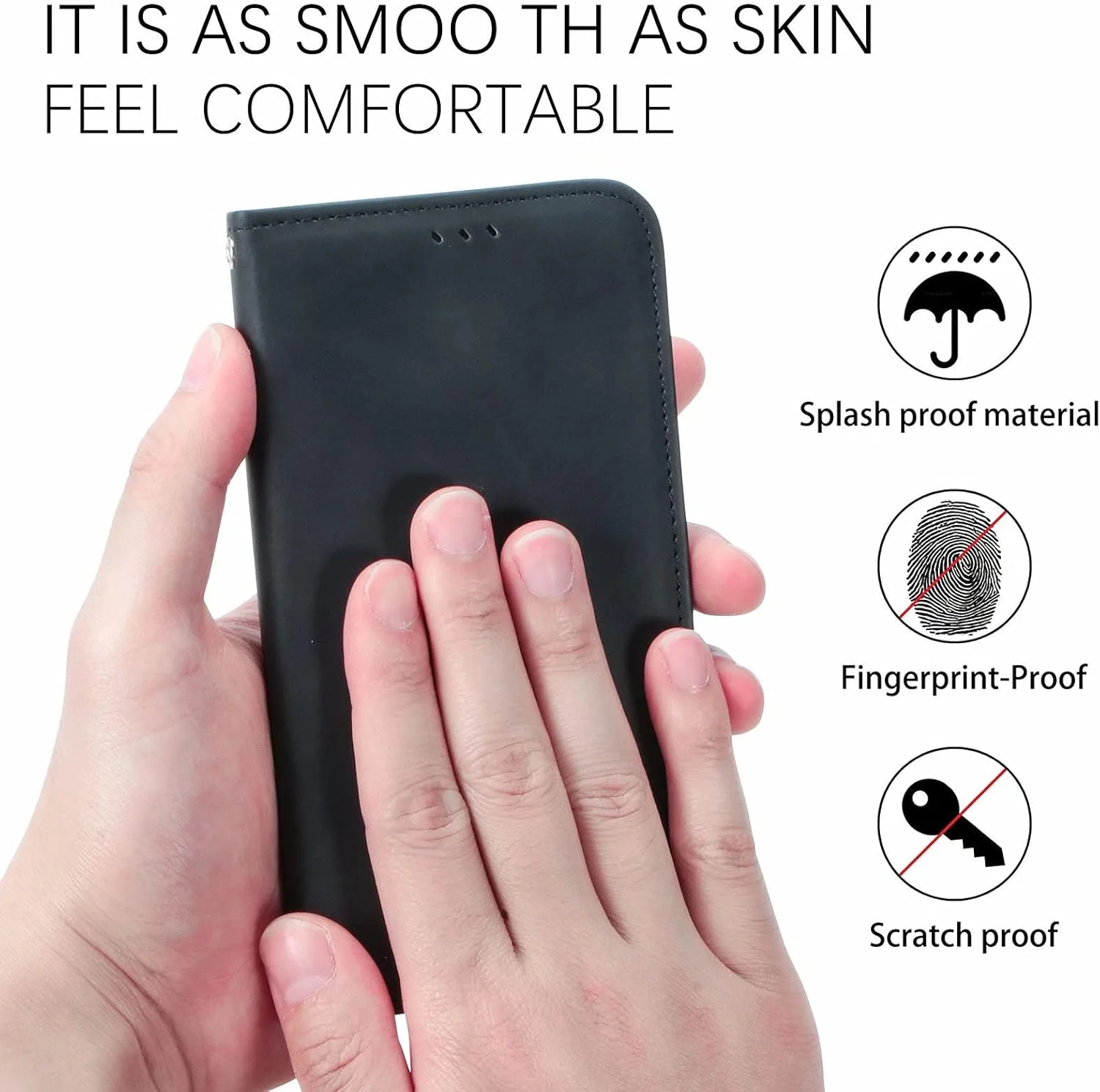 کاور گوشی برای نوکیا C12 Pro، دارای جای کارت، پایه نگهدارنده، TPU + چرم PU، کاور محافظ تاشو برای نوکیا C12 Pro. (مشکی)