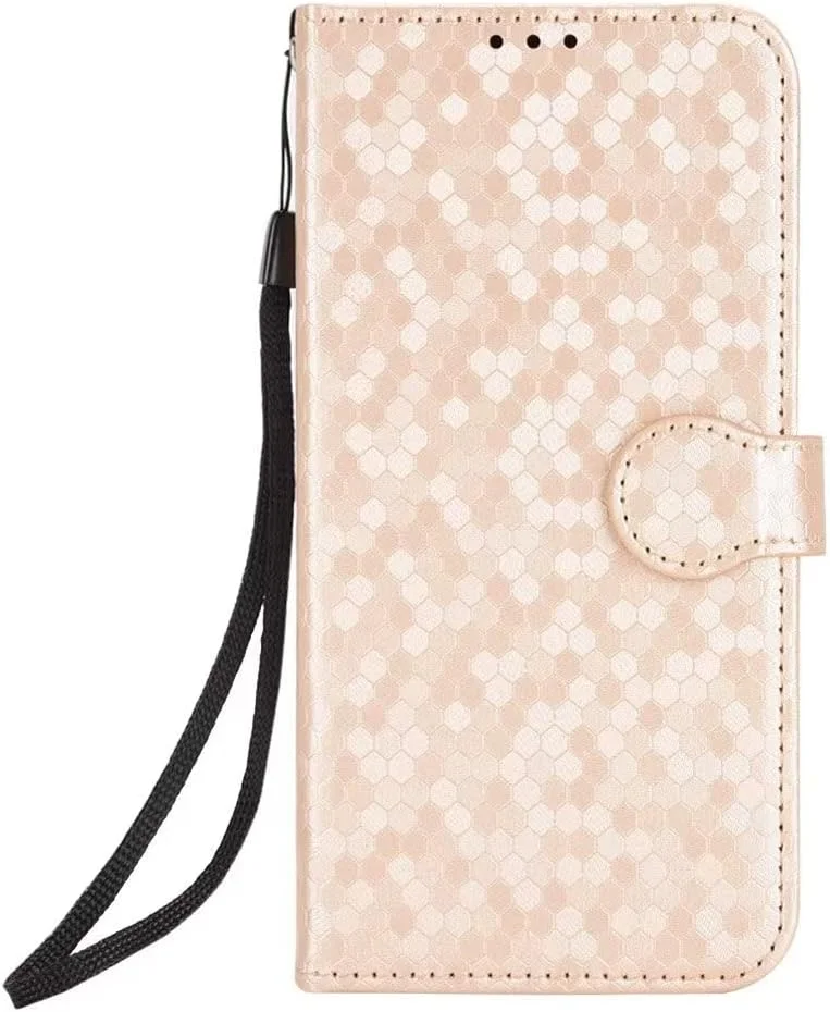 کاور گوشی RanTuo برای نوکیا C210، دارای جای کارت، پایه نگهدارنده، TPU + چرم PU، کاور محافظ تاشو برای نوکیا C210 (طلایی)