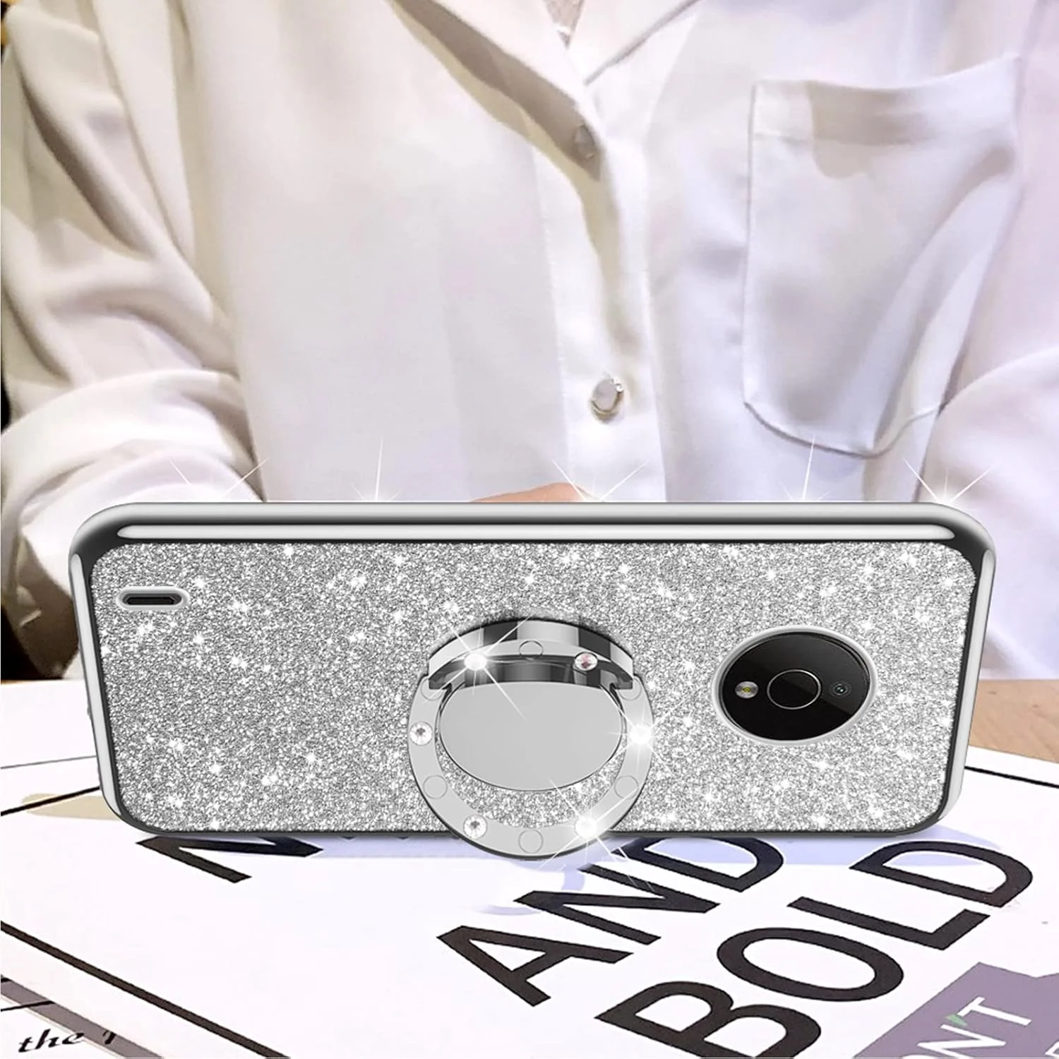 کاور گوشی نانچنگ برای نوکیا C200 سایز 6.1 اینچ مدل 2022، کاور نوکیا C200 N151DL به همراه بند گردنی، حلقه استند، ضد ضربه و محافظت در برابر افتادن، کاور نرم و براق TPU زیبا برای دختران، زنان و مردان - نقره ای کاور گوشی نانچنگ برای نوکیا C200 سایز 6.1 اینچ مدل 2022، کاور نوکیا C200 N151DL به همراه بند گردنی، حلقه استند، ضد ضربه و محافظت در برابر افتادن، کاور نرم و براق TPU زیبا برای دختران، زنان و مردان - نقره ای