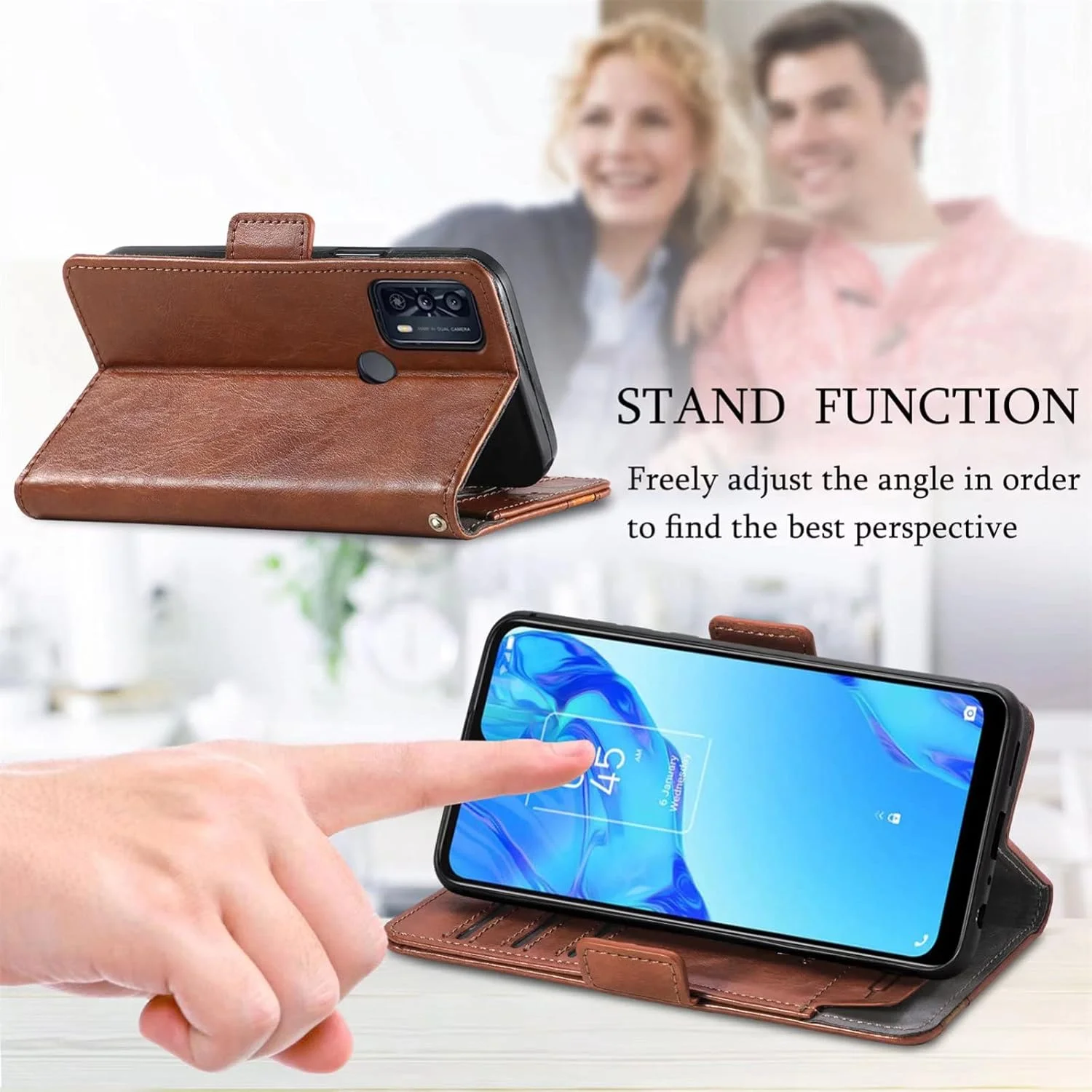 کاور گوشی RanTuo برای نوکیا C210، دارای جای کارت، پایه نگهدارنده، TPU + چرم PU، کاور محافظ تاشو برای نوکیا C210. (قهوه ای) کاور گوشی RanTuo برای نوکیا C210، دارای جای کارت، پایه نگهدارنده، TPU + چرم PU، کاور محافظ تاشو برای نوکیا C210. (قهوه ای)