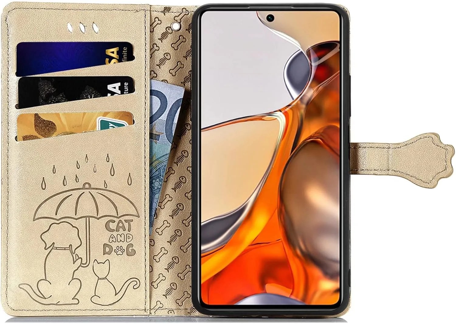 کاور گوشی نوکیا G310، دارای جای کارت، پایه نگهدارنده، TPU + چرم PU، کاور محافظ تاشو برای نوکیا G310 (طلایی) کاور گوشی نوکیا G310، دارای جای کارت، پایه نگهدارنده، TPU + چرم PU، کاور محافظ تاشو برای نوکیا G310 (طلایی)