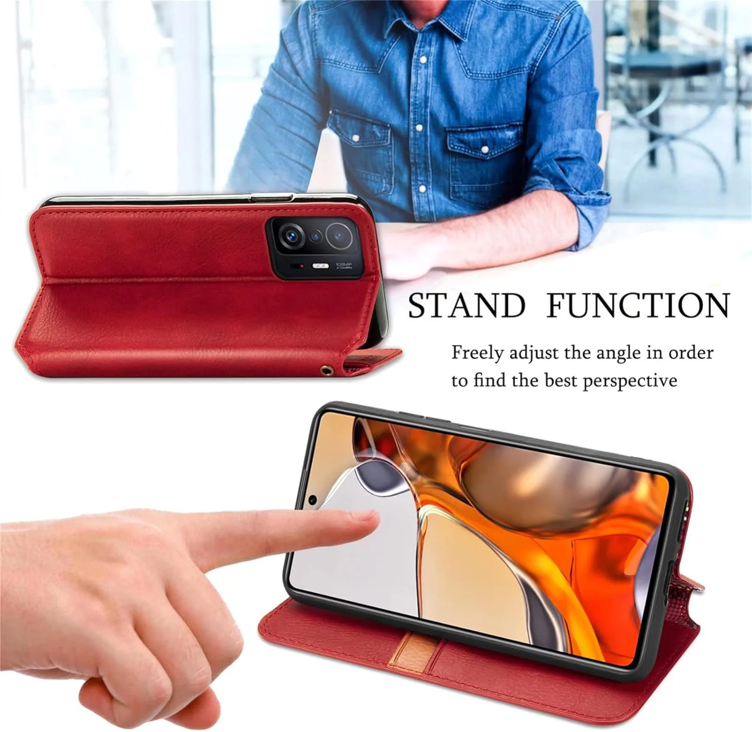 کاور گوشی RanTuo برای نوکیا C210، دارای جای کارت، پایه نگهدارنده، TPU + چرم PU، کاور محافظ تاشو برای نوکیا C210. (قرمز) کاور گوشی RanTuo برای نوکیا C210، دارای جای کارت، پایه نگهدارنده، TPU + چرم PU، کاور محافظ تاشو برای نوکیا C210. (قرمز)