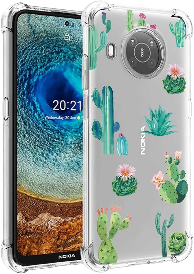 قاب گوشی برای نوکیا X10، قاب نوکیا X20 TA-1332 TA-1341 برای دختران و زنان، کاور محافظ TPU نرم و شفاف برای نوکیا X10 5G (کاکتوس) قاب گوشی برای نوکیا X10، قاب نوکیا X20 TA-1332 TA-1341 برای دختران و زنان، کاور محافظ TPU نرم و شفاف برای نوکیا X10 5G (کاکتوس)