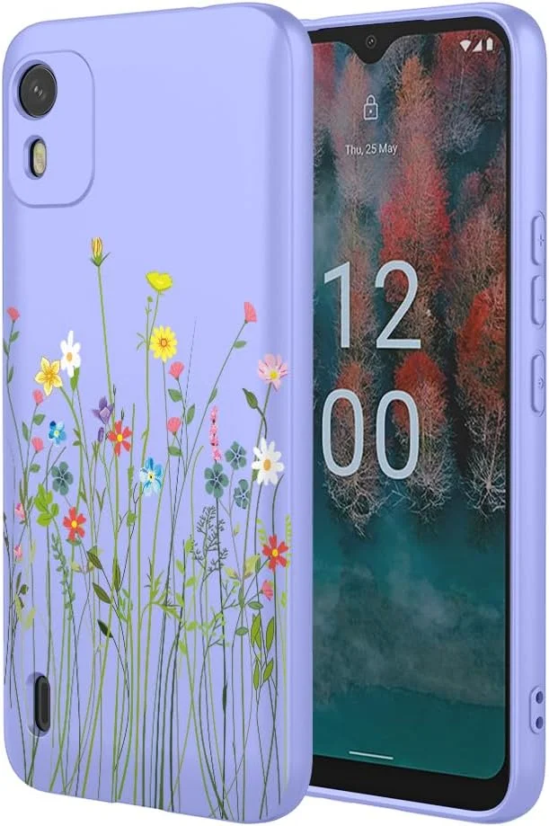 قاب گوشی برای نوکیا C12، کاور نرم TPU ضربه گیر انعطاف پذیر با طرح گل برای نوکیا C12 - گل های بنفش قاب گوشی برای نوکیا C12، کاور نرم TPU ضربه گیر انعطاف پذیر با طرح گل برای نوکیا C12 - گل های بنفش