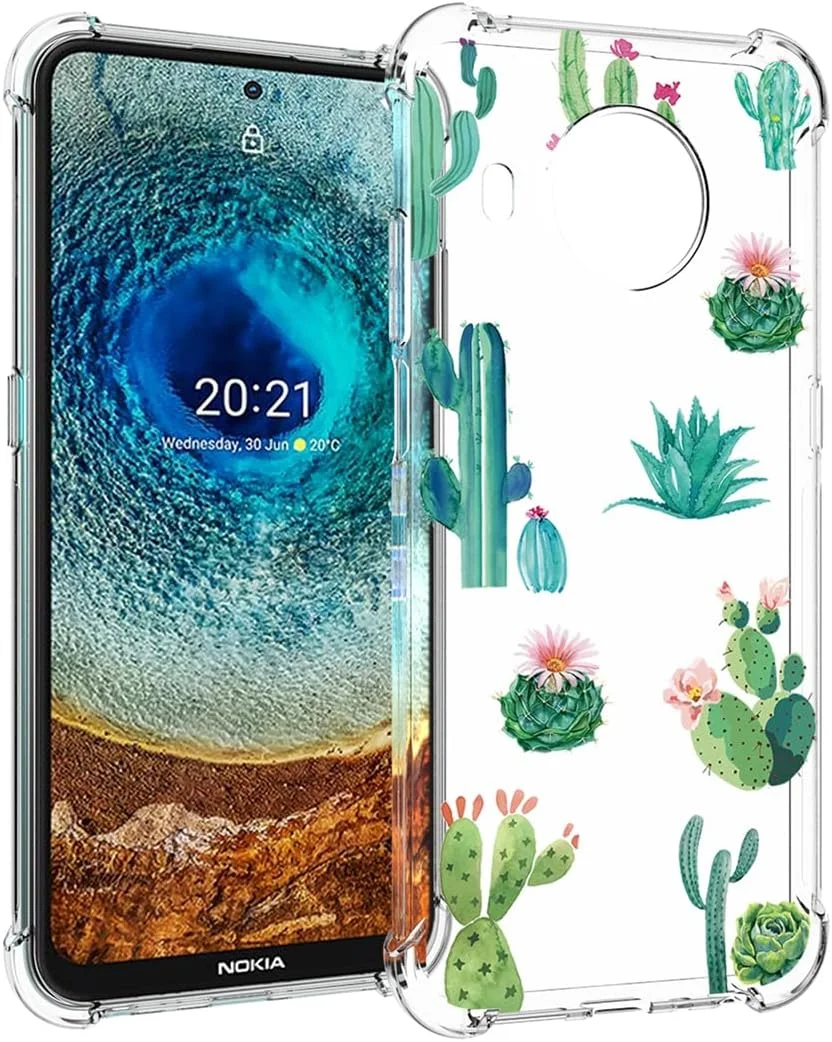 قاب گوشی برای نوکیا X10، قاب نوکیا X20 TA-1332 TA-1341 برای دختران و زنان، کاور محافظ TPU نرم و شفاف برای نوکیا X10 5G (کاکتوس) قاب گوشی برای نوکیا X10، قاب نوکیا X20 TA-1332 TA-1341 برای دختران و زنان، کاور محافظ TPU نرم و شفاف برای نوکیا X10 5G (کاکتوس)