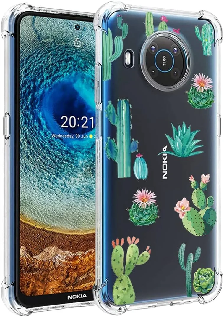 قاب گوشی برای نوکیا X10، قاب نوکیا X20 TA-1332 TA-1341 برای دختران و زنان، کاور محافظ TPU نرم و شفاف برای نوکیا X10 5G (کاکتوس) قاب گوشی برای نوکیا X10، قاب نوکیا X20 TA-1332 TA-1341 برای دختران و زنان، کاور محافظ TPU نرم و شفاف برای نوکیا X10 5G (کاکتوس)